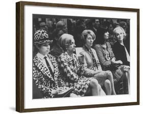 Singer Barbra Streisand Sitting with Marlene Dietrich at Fashion Show-null-Framed Premium Photographic Print