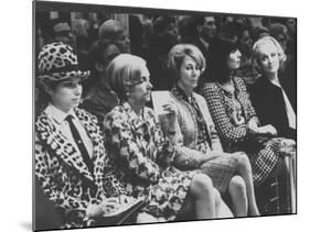 Singer Barbra Streisand Sitting with Marlene Dietrich at Fashion Show-null-Mounted Premium Photographic Print