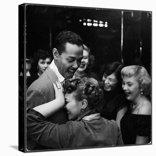 Singer Billy Eckstine Getting a Hug From an Adoring Female After His Show at Bop City-Martha Holmes-Stretched Canvas