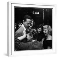 Singer Billy Eckstine Getting a Hug From an Adoring Female After His Show at Bop City-Martha Holmes-Framed Photographic Print