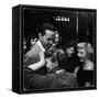 Singer Billy Eckstine Getting a Hug From an Adoring Female After His Show at Bop City-Martha Holmes-Framed Stretched Canvas