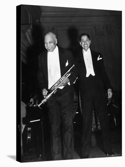 Singer Cab Calloway Standing on Stage with Composer W. C. Handy-Hansel Mieth-Stretched Canvas