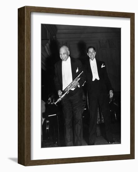 Singer Cab Calloway Standing on Stage with Composer W. C. Handy-Hansel Mieth-Framed Premium Photographic Print