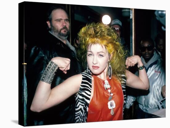 Singer Cyndi Lauper Flexing Her Muscles-Ann Clifford-Stretched Canvas