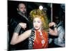 Singer Cyndi Lauper Flexing Her Muscles-Ann Clifford-Mounted Premium Photographic Print