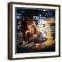 Singer Dalida in a Bookshop, C. 1968-null-Framed Photo