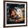 Singer Dalida in a Bookshop, C. 1968-null-Framed Photo