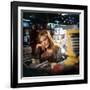 Singer Dalida in a Bookshop, C. 1968-null-Framed Photo