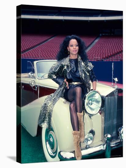 Singer Diana Ross, Sitting on Hood of Rolls Royce-Ann Clifford-Stretched Canvas