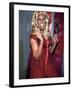 Singer Drag Queen Rupaul Wearing Red Teddy While Checking Lipstick at Event-Dave Allocca-Framed Premium Photographic Print