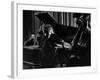 Singer Edith Piaf Holding Her Hands to Her Head While Performing with Pianist and Bass Player-Gjon Mili-Framed Premium Photographic Print