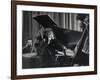 Singer Edith Piaf Holding Her Hands to Her Head While Performing with Pianist and Bass Player-Gjon Mili-Framed Premium Photographic Print