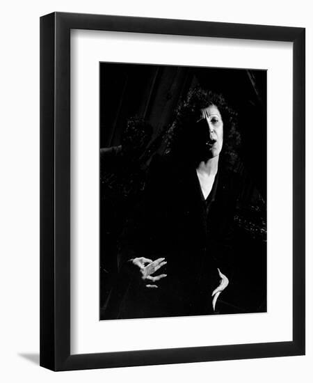 Singer Edith Piaf Singing on Stage-Gjon Mili-Framed Photographic Print