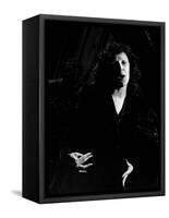 Singer Edith Piaf Singing on Stage-Gjon Mili-Framed Stretched Canvas