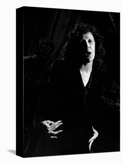 Singer Edith Piaf Singing on Stage-Gjon Mili-Stretched Canvas