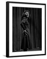 Singer Edith Piaf with Hands on Hips, Standing on Stage-Gjon Mili-Framed Premium Photographic Print