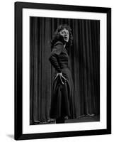 Singer Edith Piaf with Hands on Hips, Standing on Stage-Gjon Mili-Framed Premium Photographic Print