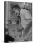 Singer Ezio Pinza, at Home with His Son, Singing and Shaving in the Bathroom-Nina Leen-Stretched Canvas