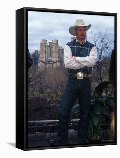 Singer Garth Brooks in Central Park-Dave Allocca-Framed Stretched Canvas