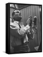 Singer Harry Belafonte Performing at a Recording Session-Yale Joel-Framed Stretched Canvas