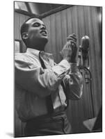 Singer Harry Belafonte Performing at a Recording Session-Yale Joel-Mounted Premium Photographic Print