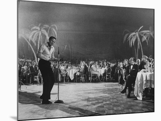 Singer Harry Belafonte Performing at the Coconut Grove Nightclub-Ralph Crane-Mounted Premium Photographic Print