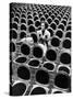 Singer Jane Froman Knitting in Empty Studio Audience Chairs During a Radio Broadcast Rehearsal-Alfred Eisenstaedt-Stretched Canvas