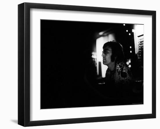 Singer John Lennon Working on His Album "Mind Games" at the Record Plant-David Mcgough-Framed Premium Photographic Print