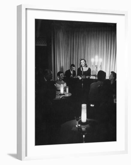 Singer Julie London Performing in a Nightclub-null-Framed Premium Photographic Print