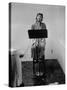 Singer Julie London Singing During a Recording Session-Leonard Mccombe-Stretched Canvas