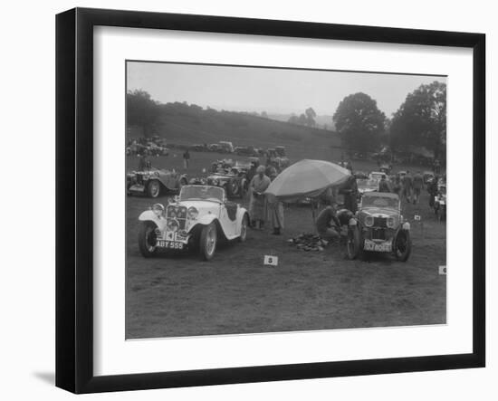 Singer Le Mans and MG J2 at the MG Car Club Rushmere Hillclimb, Shropshire, 1935-Bill Brunell-Framed Photographic Print