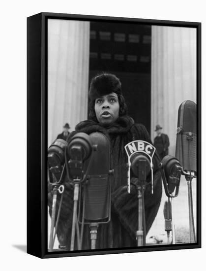 Singer Marian Anderson Conducting a Voice Test Prior to Concert on Steps of the Lincoln Memorial-Thomas D^ Mcavoy-Framed Stretched Canvas