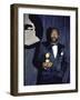 Singer Marvin Gaye Holding His Award in Press Room at Grammy Awards-null-Framed Premium Photographic Print