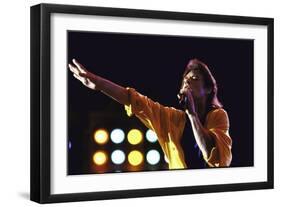 Singer Mick Jagger of the Rock Band the Rolling Stones Performing at Live Aid Concert-David Mcgough-Framed Photographic Print