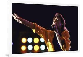 Singer Mick Jagger of the Rock Band the Rolling Stones Performing at Live Aid Concert-David Mcgough-Framed Photographic Print