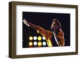 Singer Mick Jagger of the Rock Band the Rolling Stones Performing at Live Aid Concert-David Mcgough-Framed Photographic Print