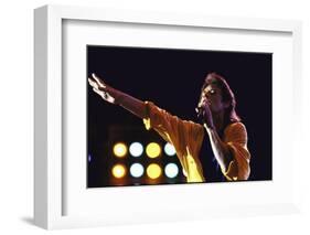 Singer Mick Jagger of the Rock Band the Rolling Stones Performing at Live Aid Concert-David Mcgough-Framed Photographic Print