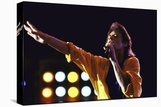 Singer Mick Jagger of the Rock Band the Rolling Stones Performing at Live Aid Concert-David Mcgough-Stretched Canvas