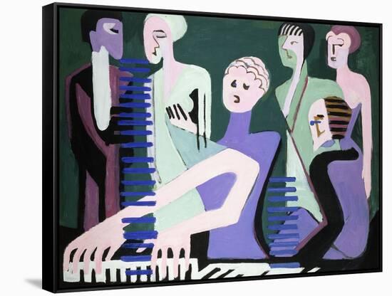 Singer on Piano-Ernst Ludwig Kirchner-Framed Stretched Canvas