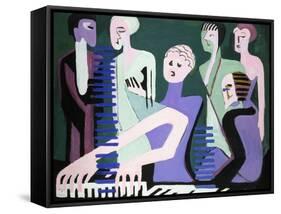 Singer on Piano-Ernst Ludwig Kirchner-Framed Stretched Canvas