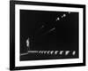 Singer Pat Boone Singing into Mike in Front of the Footlights on Stage in Auditorium-null-Framed Photographic Print