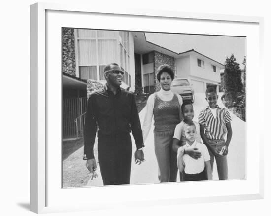 Singer Ray Charles Posing with Wife and their Three Young Sons-Bill Ray-Framed Premium Photographic Print