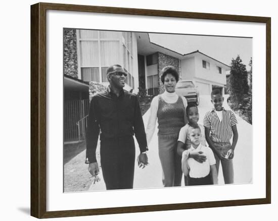 Singer Ray Charles Posing with Wife and their Three Young Sons-Bill Ray-Framed Premium Photographic Print