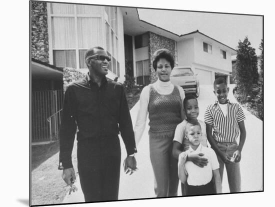 Singer Ray Charles Posing with Wife and their Three Young Sons-Bill Ray-Mounted Premium Photographic Print