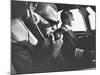 Singer Ray Charles Wearing Earphones While in His Private Plane-null-Mounted Premium Photographic Print