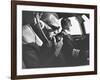 Singer Ray Charles Wearing Earphones While in His Private Plane-null-Framed Premium Photographic Print