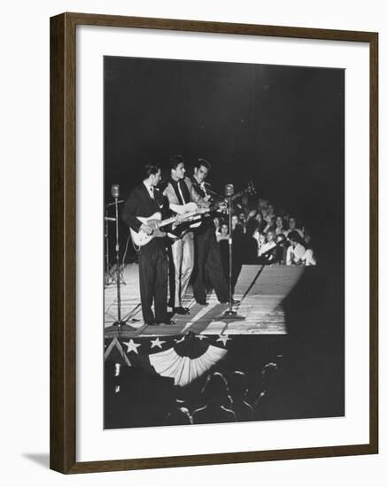 Singer Ricky Nelson and Band Duing a Performance-Ralph Crane-Framed Premium Photographic Print