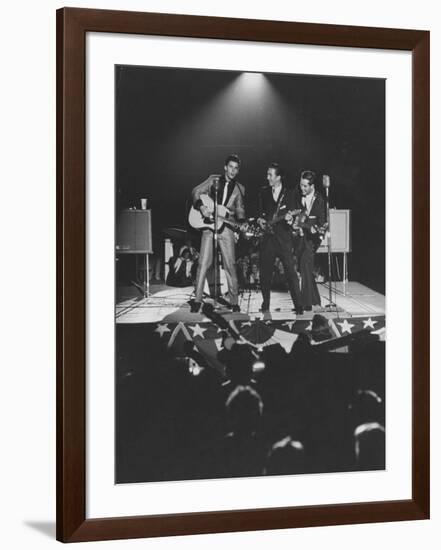 Singer Ricky Nelson and Band During a Performance-Ralph Crane-Framed Premium Photographic Print