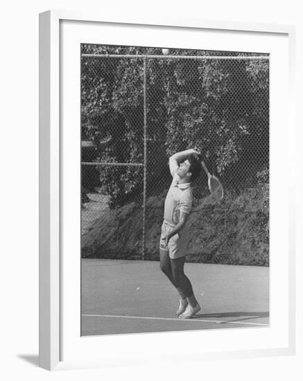 Singer Ricky Nelson Rehearsing Tennis Court Scene for TV Show-Ralph Crane-Framed Premium Photographic Print