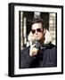 Singer Robbie Williams Pictured in Edinburgh, March 2002-null-Framed Photographic Print